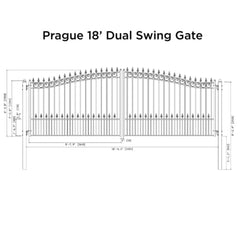 ALEKO Steel Dual Swing Driveway Gate - PRAGUE Style - 18 x 6 Feet