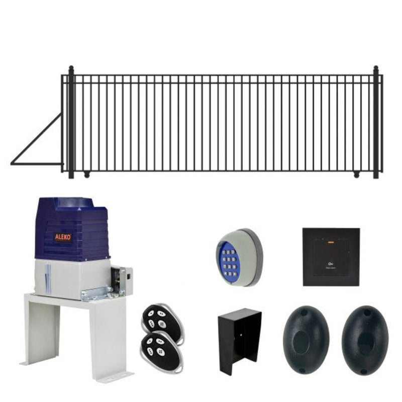 ALEKO Automated Steel Sliding Driveway Gate and Gate Opener Complete Kit – MADRID Style – 20 x 6 Feet