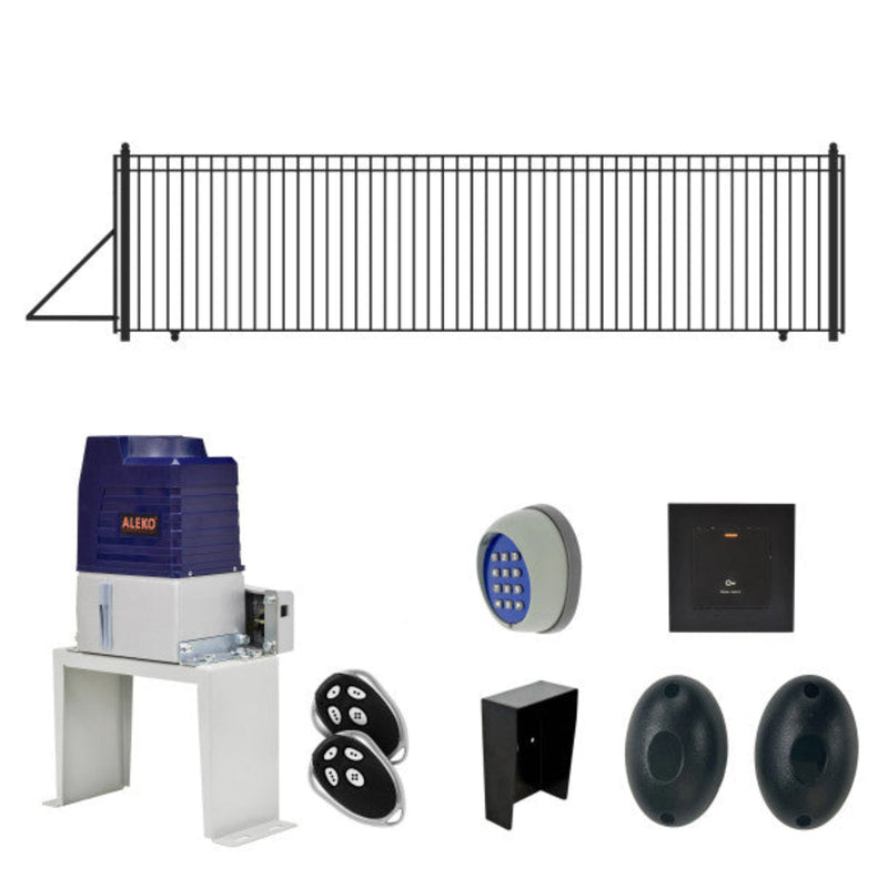ALEKO Automated Steel Sliding Driveway Gate and Gate Opener Complete Kit – MADRID Style – 25 x 6 Feet