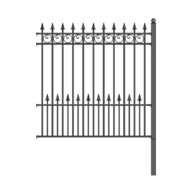ALEKO DIY Steel Iron Wrought High Quality Ornamental Fence - Prague Style - 5.5 x 5 Ft
