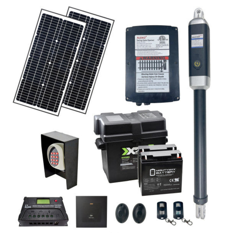 ALEKO Single Swing Gate Operator - GG450/AS450 AC/DC - ETL Listed - Solar Kit 60W