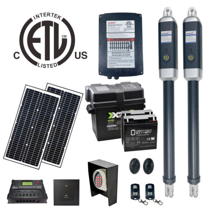 ALEKO Dual Swing Gate Operator - GG900U AC/DC - ETL Listed - Solar Kit 60W