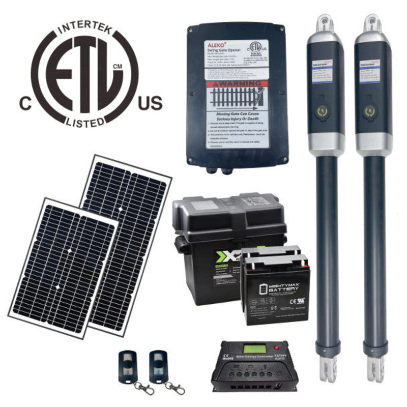 ALEKO Dual Swing Gate Operator - GG900U AC/DC - ETL Listed - Solar Kit 60W