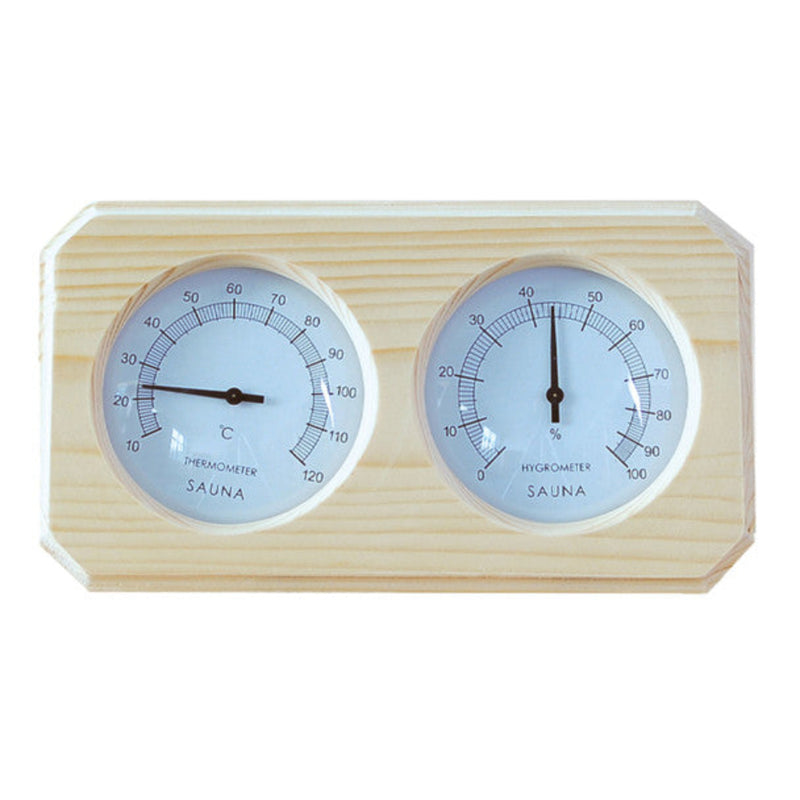 ALEKO Wall-Mounted Pine Wood Thermometer and Hygrometer - KDS03-AP | ALEKO