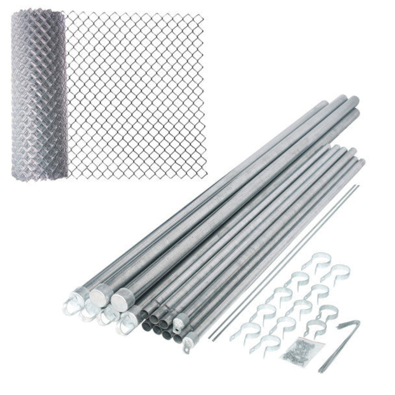 ALEKO Galvanized Steel Chain Link Fence - Complete Kit - 5 x 50 Feet – 12.5 AW Gauge
