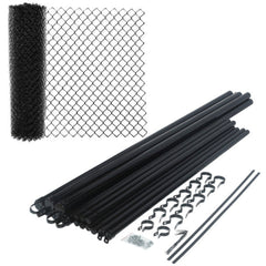 ALEKO Galvanized Steel Chain Link Fence – Complete Kit – 6x50 ft. – 9.5 AW Gauge - Black