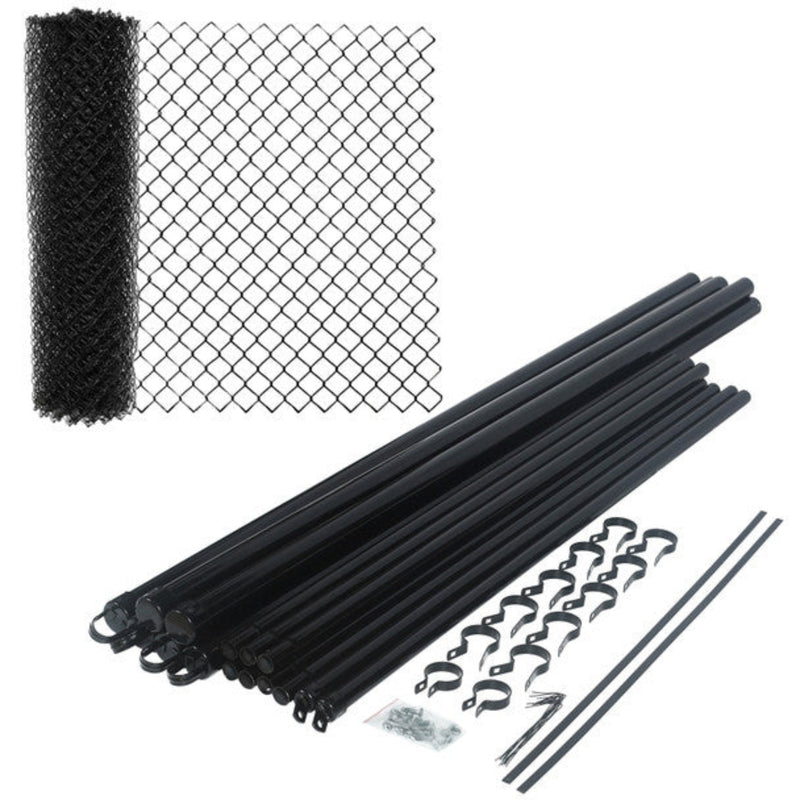 ALEKO Galvanized Steel Chain Link Fence – Complete Kit – 6x50 ft. – 9.5 AW Gauge - Black