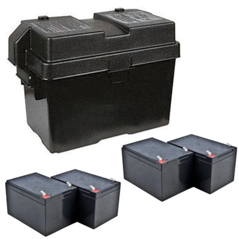 ALEKO Set of Battery Box - LM130 for 22AH Batteries and Four 22AH Batteries
