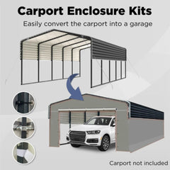 ALEKO Fabric Enclosure Kit for ALEKO 12x30’ Black Metal Carport