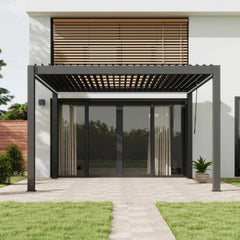 ALEKO 10x12 ft. Outdoor Aluminum Pergola with LED Lights - Noble Collection