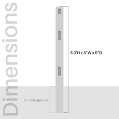 ALEKO 5 in. x 5 in. x 5.3 ft. Vinyl Fence Corner Post for 3-Rail Fencing – White