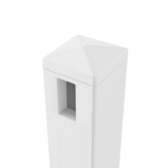 ALEKO 5 in. x 5 in. x 5.3 ft. Vinyl Fence End Post for 3-Rail Fencing – White