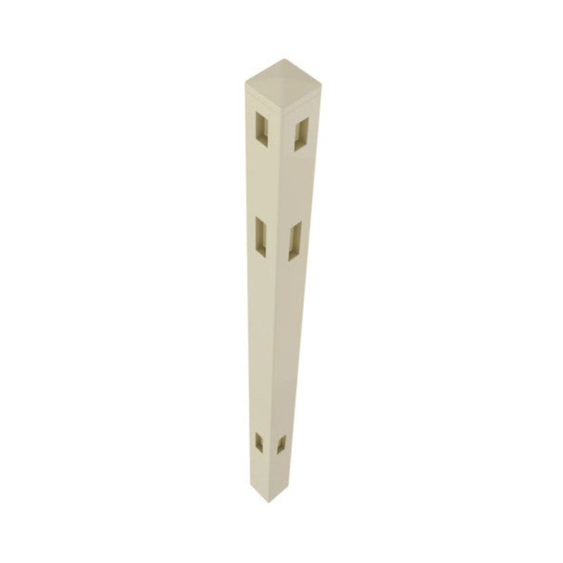 ALEKO 5 in. x 5 in. x 8 ft. Vinyl Fence 3-Way Post for 3-Rail Fencing – Sand