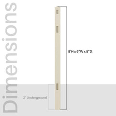 ALEKO 5 in. x 5 in. x 8 ft. Vinyl Fence 3-Way Post for 3-Rail Fencing – Sand