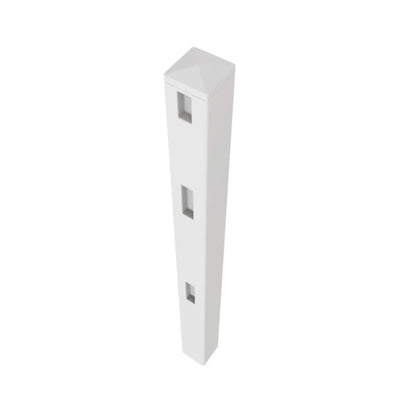 ALEKO 5 in. x 5 in. x 5.3 ft. Vinyl Fence Line Post for 3-Rail Fencing – White