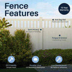 ALEKO6’ x 6’ Vinyl Semi-Private Fence – Sand - Denver Series