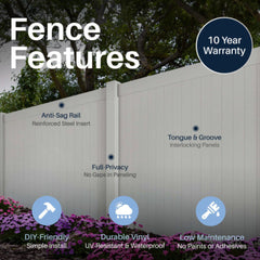 ALEKO 8’ x 6’ Vinyl Privacy Fence - Gray - Denver Series