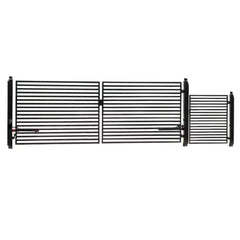 ALEKO Steel Dual Swing Driveway Gate - MILAN Style - 16 ft with Pedestrian Gate - 5 ft