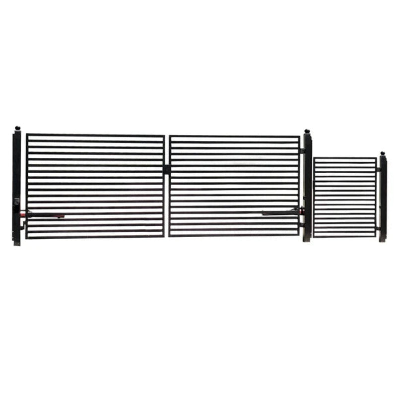ALEKO Steel Dual Swing Driveway Gate - MILAN Style - 16 ft with Pedestrian Gate - 5 ft