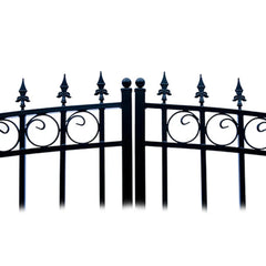 ALEKO Steel Dual Swing Driveway Gate - PRAGUE Style - 18 ft with Pedestrian Gate - 5 ft