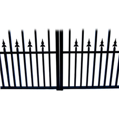 ALEKO Steel Dual Swing Driveway Gate - PRAGUE Style - 18 ft with Pedestrian Gate - 5 ft