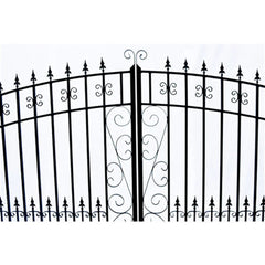 ALEKO Steel Dual Swing Driveway Gate - VENICE Style - 18 ft with Pedestrian Gate - 5 ft