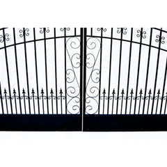 ALEKO Steel Dual Swing Driveway Gate - VENICE Style - 18 ft with Pedestrian Gate - 5 ft