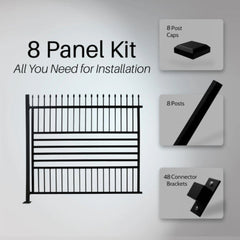 ALEKO Commercial Grade 8-Panel Galvanized Steel Fence Kit - Berlin – 8x6 ft. (each)