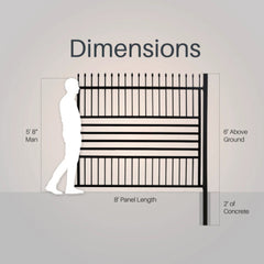 ALEKO Commercial Grade 8-Panel Galvanized Steel Fence Kit - Berlin – 8x6 ft. (each)