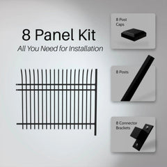 ALEKO Commercial Grade 8-Panel Steel Fence Kit – Athens – 8x6 ft. Each