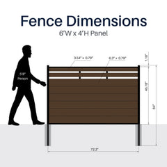 ALEKO 6’ x 4’ Composite Semi-Private Fence - Brown - Charlotte Series