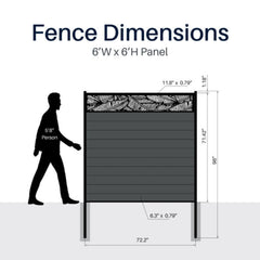 ALEKO 6’ x 6’ Composite Semi-Private Fence – Charcoal Gray - Charlotte Series