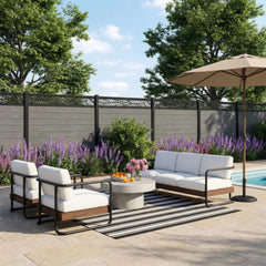 ALEKO 6’ x 6’ Composite Semi-Private Fence – Charcoal Gray - Charlotte Series