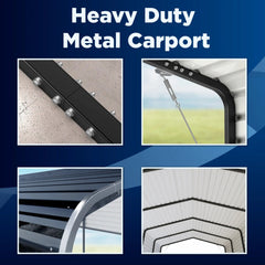 12'x25' Metal Carport with Corrugated Roof