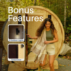 ALEKO Anémona White Finland Pine Barrel Sauna - 3-4 Person