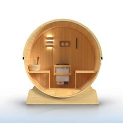 ALEKO Anémona White Finland Pine Barrel Sauna - 3-4 Person