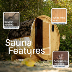 ALEKO Anémona White Finland Pine Barrel Sauna - 3-4 Person