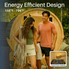 ALEKO Anémona White Finland Pine Barrel Sauna - 3-4 Person