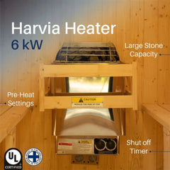 ALEKO Celasia White Finland Pine Barrel Sauna with Front Porch Canopy - 2-4 Person
