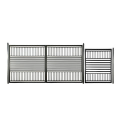 ALEKO Steel Dual Swing Driveway Gate with Pedestrian Gate – Barcelona Style - 12 ft.