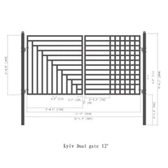 ALEKO Steel Dual Swing Driveway Gate - Kyiv Style - 12 x 6 Feet