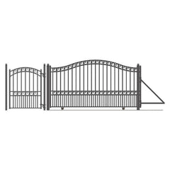 ALEKO Steel Sliding Driveway Gate - 12 ft with Pedestrian Gate - 5 ft - PARIS Style