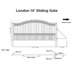ALEKO Steel Sliding Driveway Gate - LONDON Style - 14 x 6 Feet