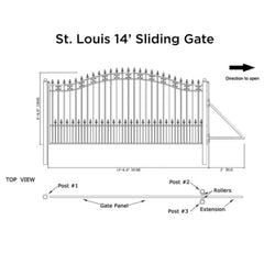 ALEKO Steel Sliding Driveway Gate - ST.LOUIS Style - 14 x 6 Feet