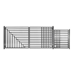 ALEKO Steel Dual Swing Driveway Gate with Pedestrian Gate – Kyiv Style - 16 ft.