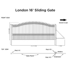 ALEKO Steel Sliding Driveway Gate - LONDON Style - 16 x 6 Feet