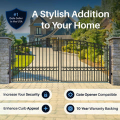 ALEKO Steel Dual Swing Driveway Gate - PARIS Style - 16 x 6 Feet