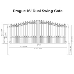 ALEKO Steel Dual Swing Driveway Gate - PRAGUE Style - 16 x 6 Feet