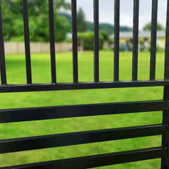 ALEKO Steel Dual Swing Driveway Gate with Pedestrian Gate – Barcelona Style - 18 ft.