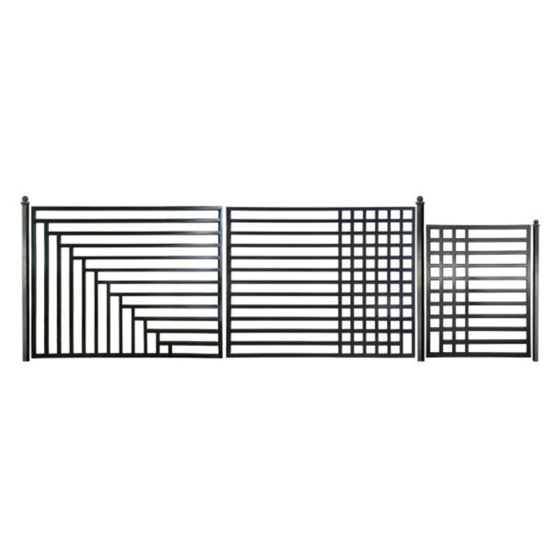 ALEKO Steel Dual Swing Driveway Gate with Pedestrian Gate – Kyiv Style - 18 ft.